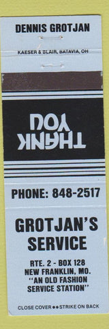 Matchbook Cover - Grotjan's Service oil gas New Franklin MO
