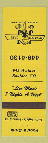 Matchbook Cover - McCabes Cafe Boulder Colorado