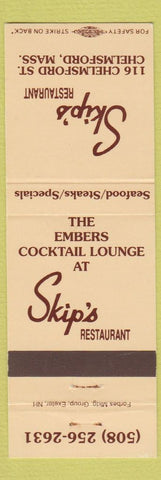 Matchbook Cover - Skip's Restaurant Chelmsford MA