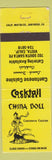 Matchbook Cover - China Doll Chinese restaurant girlie Vista CA