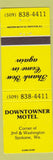 Matchbook Cover - Downtowner Motel Spokane WA