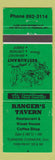 Matchbook Cover - Ranger's Tavern Turners Corners ON WEAR