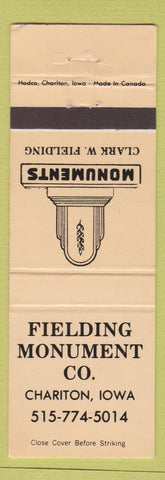 Matchbook Cover - Fielding Monument Company Chariton IA headstone funeral