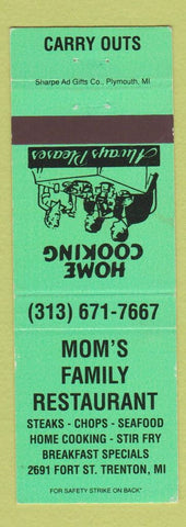 Matchbook Cover - Mom's Family Restaurant Trenton MI
