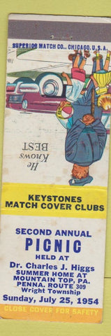 Matchbook Cover - Keystone Match Club Picnic Mountain Top PA 1954 WORN