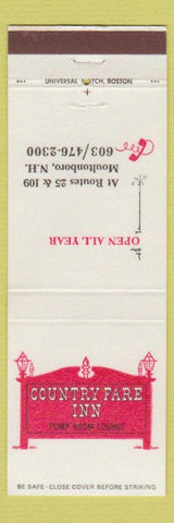Matchbook Cover - Country Fare Inn Pump Room Lounge Moultonboro NH