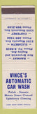 Matchbook Cover - Vince's Automatic Car Wash Carteret Elizabeth Rahway NJ