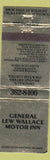 Matchbook Cover - General Lew Wallace Motor Inn Crawfordsville IN WEAR