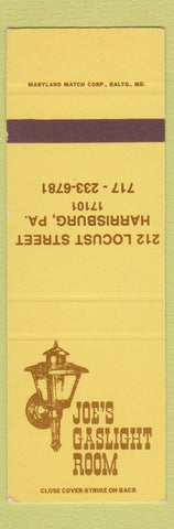 Matchbook Cover - Joe's Gaslight Room Harrisburg PA