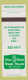 Matchbook Cover - Pine River Steak House North Wakefield NH