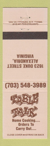 Matchbook Cover - Table Talk Restaurant Alexandria VA