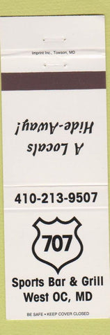 Matchbook Cover - 707 Sports Bar Grill West Ocean City MD