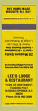 Matchbook Cover - Lee's Lodge Restaurant Glendale Springs NC