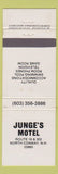 Matchbook Cover - Junge's Motel North Conway NH WEAR