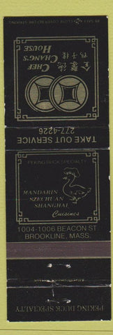 Matchbook Cover - Chef Chang's House Chinese Brookline MA