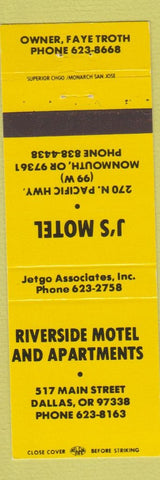 Matchbook Cover - Riverside Motel Apartment Dallas OR Monmouth OR