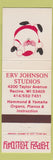Matchbook Cover - Erv Johnson Stuidos Racine WI Yamaha Hammond Organs santa