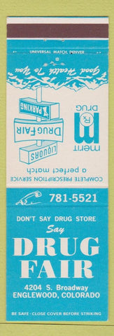 Matchbook Cover - Drug Fair Englewood Colorado