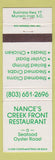 Matchbook Cover - Nance's Creek Front Restaurant Murrells Inlet SC WEAR