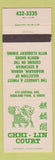 Matchbook Cover - Chhi Lin Court Chinese Highland PARk IL