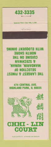 Matchbook Cover - Chhi Lin Court Chinese Highland PARk IL