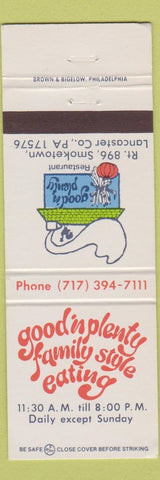 Matchbook Cover - Good'n Plenty Lancaster PA