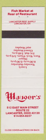 Matchbook Cover - Mauger's Lancaster OH