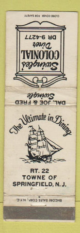 Matchbook Cover - Swingle's Colonial Diner Springfield NJ WORN
