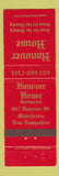 Matchbook Cover - Hanover House Manchester NH