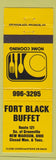 Matchbook Cover - Fort Black Buffet New Madison OH