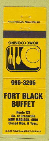 Matchbook Cover - Fort Black Buffet New Madison OH