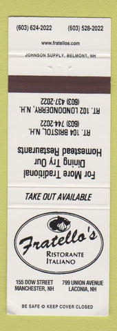 Matchbook Cover - Fratello's Italian Restaurant Londonderry NH Bristol WEAR