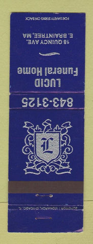 Matchbook Cover - Lucid Funeral Home East Braintree MA