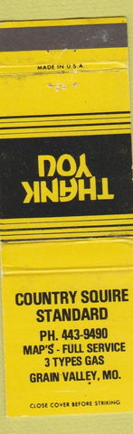 Matchbook Cover - Country Squire Standard oil gas Grain Valley MO WEAR