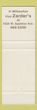 Matchbook Cover - Zarder's Restaurant New Berlin WI