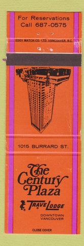 Matchbook Cover - Century Plaza Vancouver BC Travel Lodge