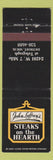 Matchbook Cover - John Laffrey's Steaks Detroit MI