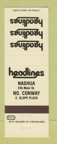 Matchbook Cover - Headlines Nashua North Conway NH