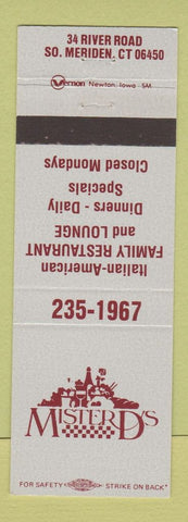 Matchbook Cover - Mister D's South Meriden CT Italian