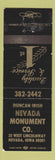 Matchbook Cover - Duncan Irish Nevada Monument IA headstones WEAR