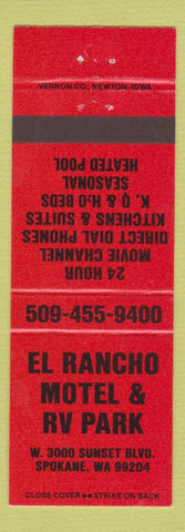 Matchbook Cover - El Rancho Motel RV Park Spokane WA