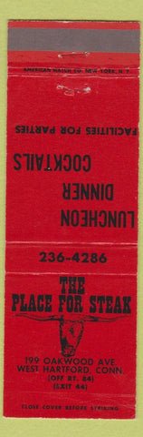 Matchbook Cover - The Place for Steaks West Hartford CT