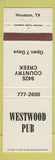 Matchbook Cover - Westwood Poub Houston TX CREASE