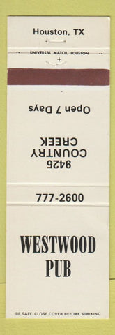 Matchbook Cover - Westwood Poub Houston TX CREASE