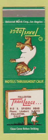 Matchbook Cover - Travel Lodge Sleepy Bear Fullerton CA