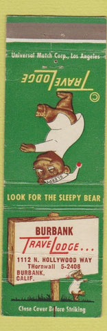 Matchbook Cover - Travel Lodge Sleepy Bear Burbank CA #2 WEAR
