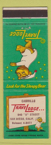 Matchbook Cover - Travel Lodge Sleepy Bear San Diego CA Cabrillo #2