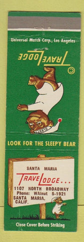 Matchbook Cover - Travel Lodge Sleepy Bear Santa Maria CA #1