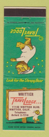 Matchbook Cover - Travel Lodge Sleepy Bear Whittier CA