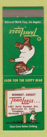 Matchbook Cover - Travel Lodge Sleepy Bear Hollywood CA Vermont Sunset